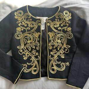 Elegant Black Jacket with Gold Embroidery